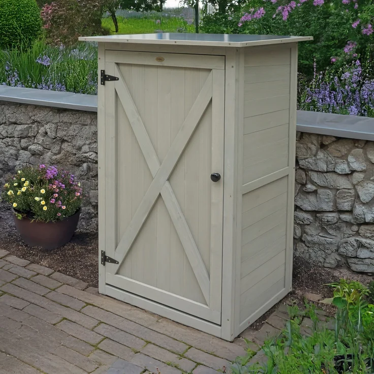 HABAU Gartenschrank "Benno" aus Holz, Grau, 76 x 56 x 117 cm – Bild 2
