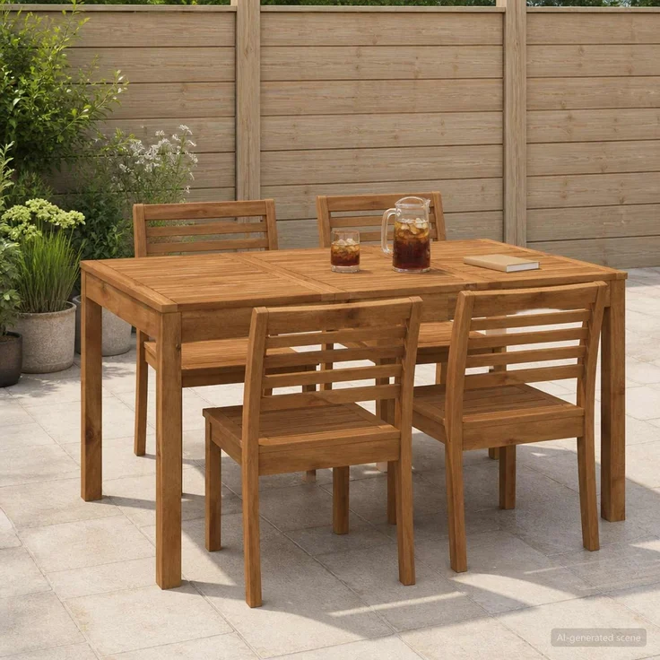 vidaXL Gartentisch LAREN Natur 141 x 80,5 x 75 cm Massivholz Akazie 901251 – Bild 1