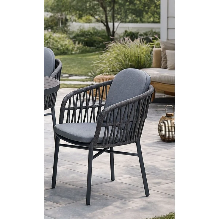 Destiny Gartensessel COMO (Set, 2-St), stapelbar, anthrazit meliert, Polster grau – Bild 4
