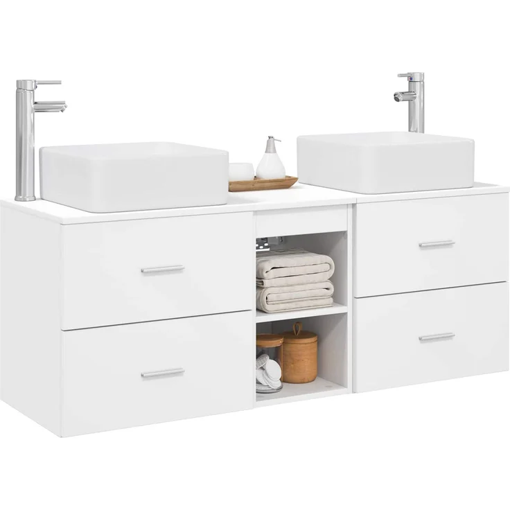 vidaXL Badezimmerschrank-Set 3 stk. Weiß 129 x 41 x 80 cm 3405819 – Bild 3
