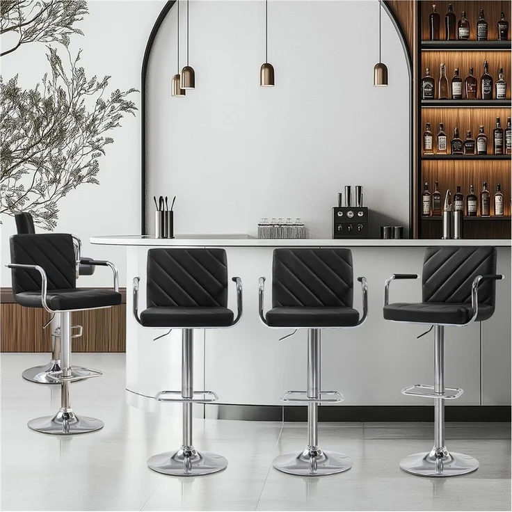 Yaheetech Barhocker 2/4-er Set (4 St), Höhenverstellbarer Barstuhl mit Armlehnen, Sitzhöhe 62,5 cm – 84,5 cm – Bild 2