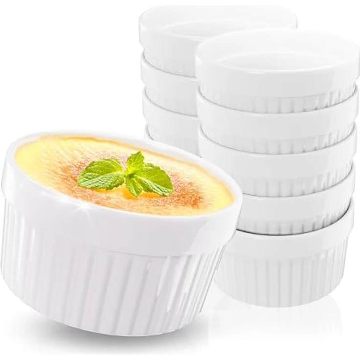 ToCi Auflaufform Creme Brulee Schälchen Sets 9 cm Förmchen aus Keramik 185 ml Weiß, (12-St) – Bild 9