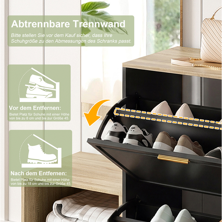 4-teiliges Garderoben-Set – mit Schuhschrank, Sitzbank, Wandgarderobe & Spiegel, komplettes Flurmöbel-Set für Diele und Eingangsbereich, Maße: B139.5 x T35 x H166 cm – Bild 6