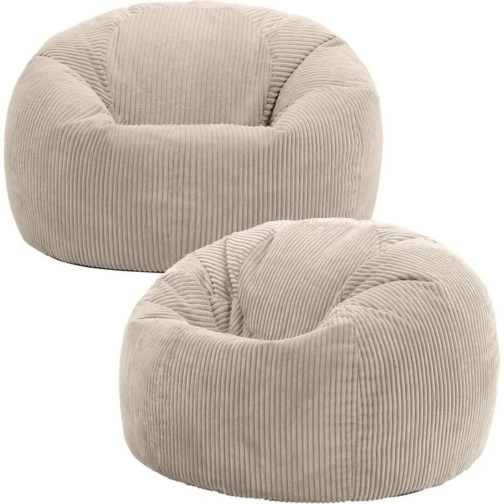 icon Sitzsack Erwachsene 2er Set Klassischer Sitzsack aus Cord „Kingston“, 85x50cm, Made in Germany, für Erwachsene & Kinder, mit Füllung – Bild 5