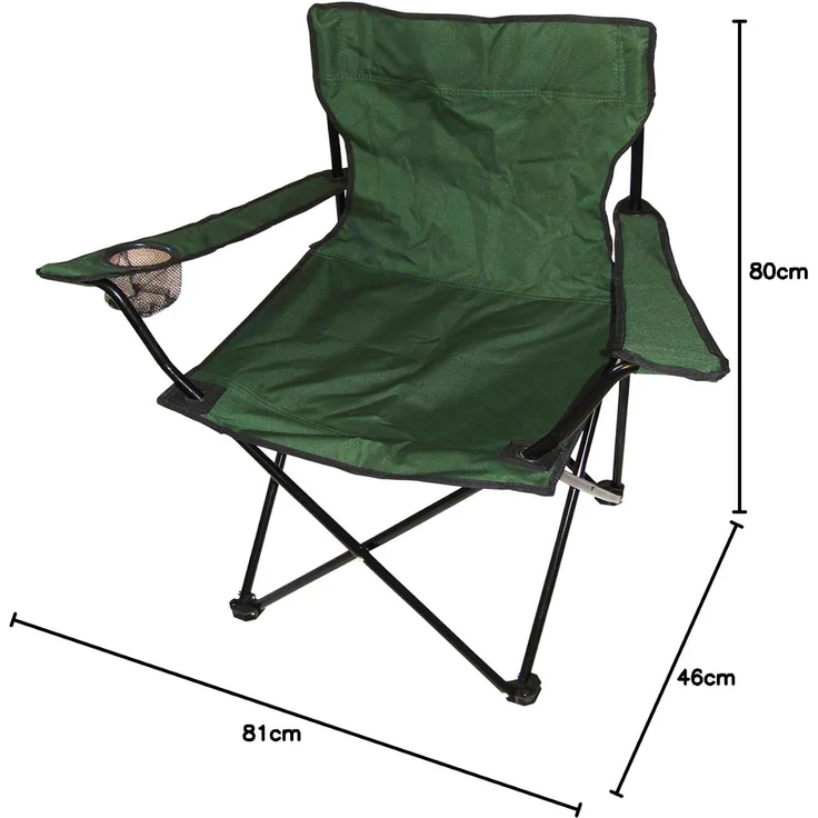 Anglersessel Campingstuhl mit Getränkehalter und Tasche Grün – Bild 2
