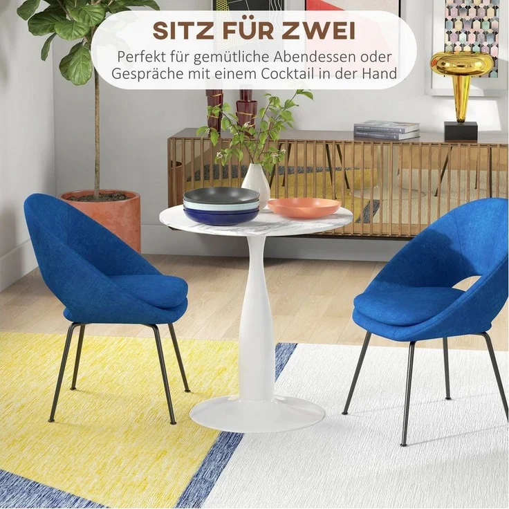 HOMCOM Esstisch mit Platte und Stahlgestell (Esszimmertisch, 1-St, Küchentisch), für Esszimmer, Weiß – Bild 3