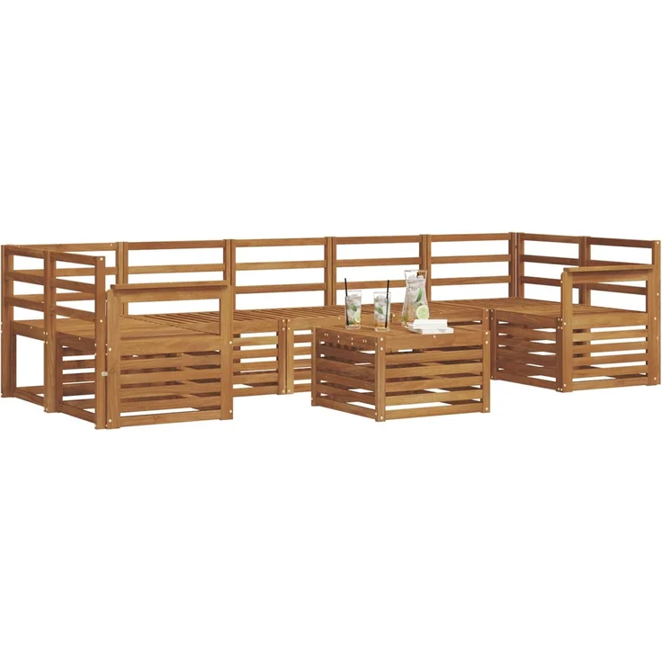 vidaXL Outdoor-Sofagarnitur 8 stk. 7-Sitzer Natur Massivholz Akazie 3374514 – Bild 3