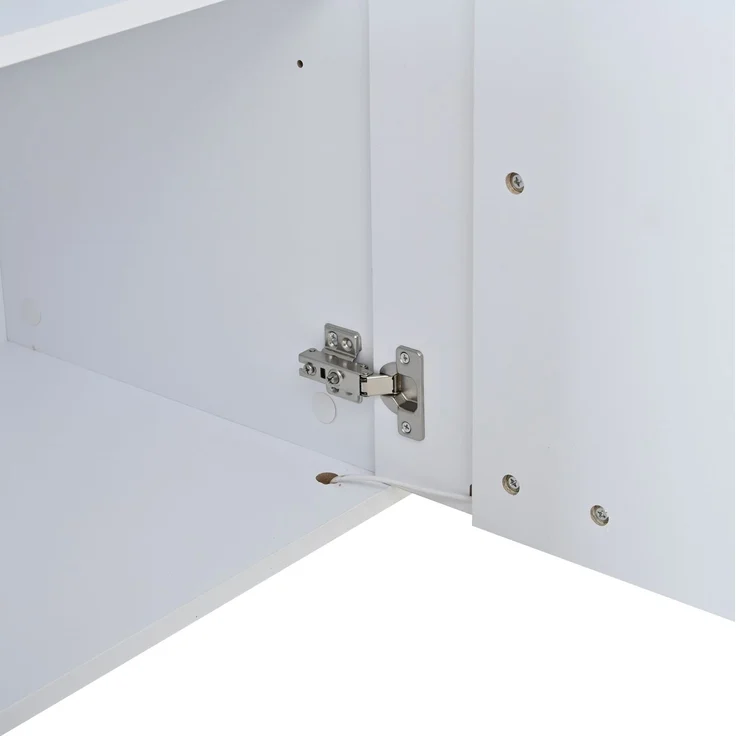 DESVIAE Sideboard mit 3 Türen und LED-Beleuchtung 150x70x40 cm Spanplatte Weiß – Bild 9