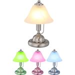 Smart RGB LED Tischlampe, Touch, Alabaster Glas, Nickel, H 27 cm