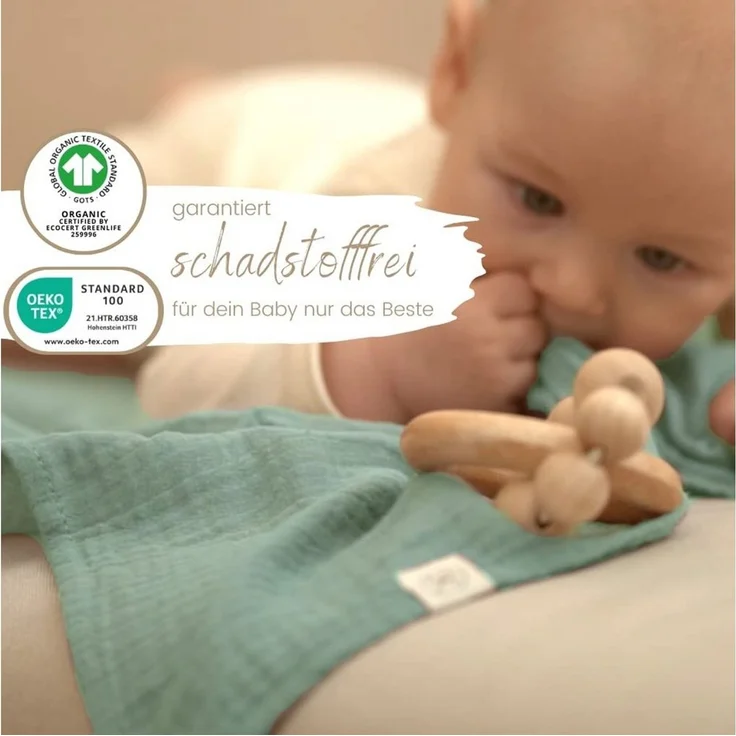 Babydecke Mulltücher 3er-SET gekreppt, Spucktuch 64x64 100% GOTS BIO-Baumwolle, DIKOS, PREMIUM Qualität atmungsaktiv, nachhaltig, plastikfrei, kuschelweich – Bild 2