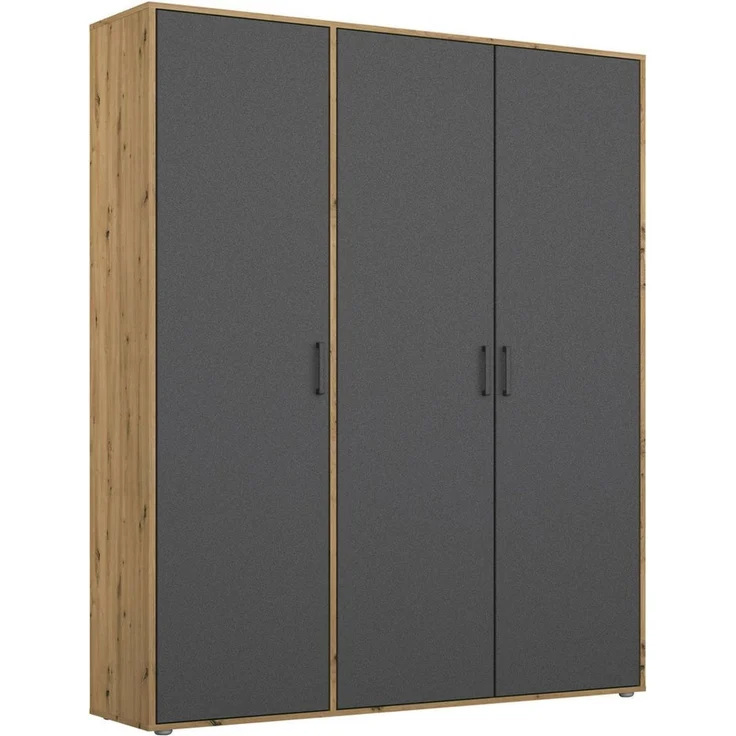 Rauch Möbel 'Voyager' Kleiderschrank, Holz, Grau Metallic | Eiche Artisan, Zubehör Classic, Breite 140 cm | ohne Schubladen – Bild 1