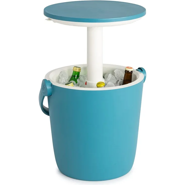 Keter Kühlbox Go Bar, mobiler 2-in-1-Getränkekühler und Serviertisch, ausziehbar, blau, wetterfest