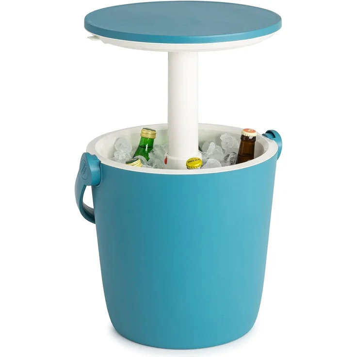 Keter Kühlbox Go Bar, mobiler 2-in-1-Getränkekühler und Serviertisch, ausziehbar, blau, wetterfest – Bild 1