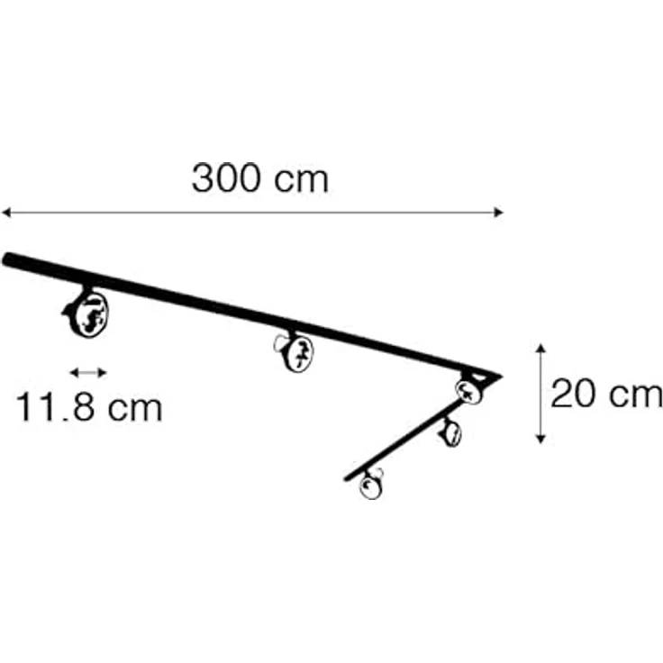 QAZQA Modernes Schienensystem Komplettset, 5-flammiger Deckenspot in Schwarz, dimmbar für Innenräume – Bild 4