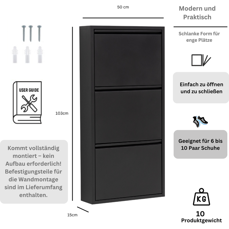 Schuhkipper, Metall 50 x15 x103,5 cm, schwarz RAL 9005 – Bild 4