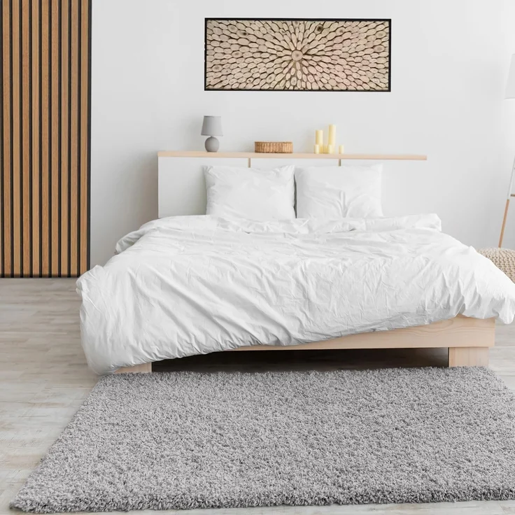 VIMODA Teppich Prime Shaggy Hochflor Einfarbig Grau Weich für Wohnzimmer, Schlafzimmer, küche, Maße:70x250 cm – Bild 2