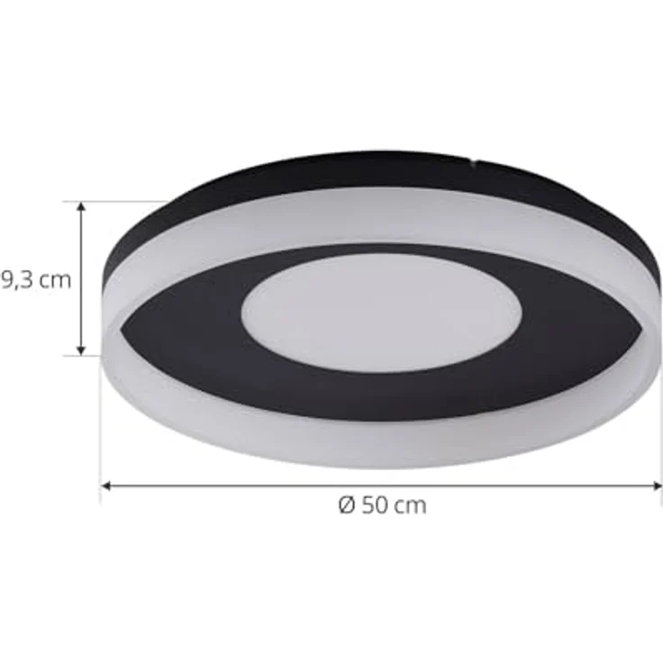Lucande LED Smart Home Deckenlampe Squillo, dimmbar mit Leselampe, modern, schwarz, 1-flammig, energiesparend mit Fernbedienung – Bild 4