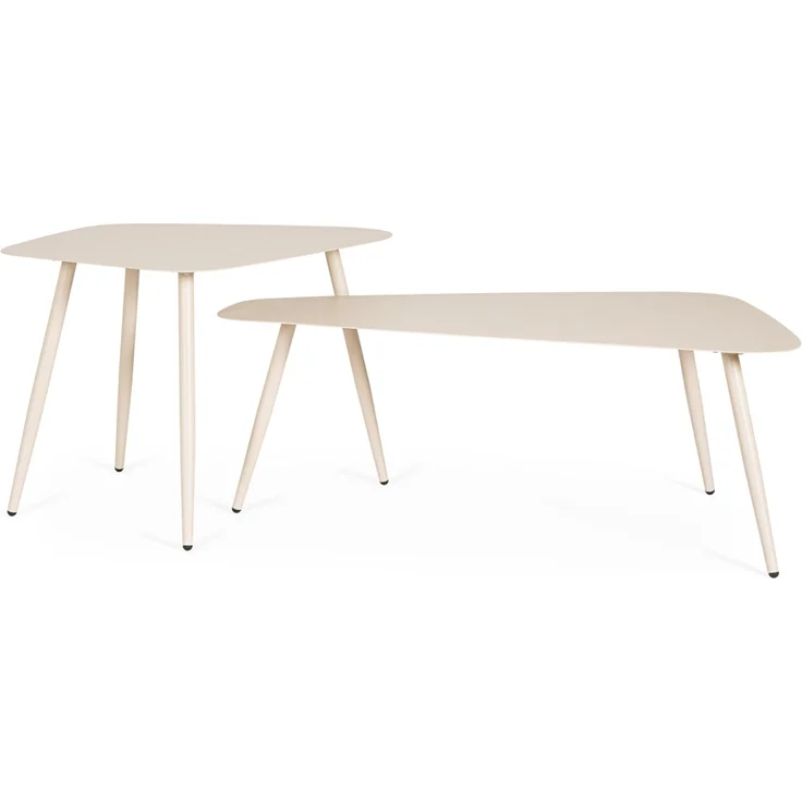 Gartencouchtisch Yvonne 2er-Set aus Metall, modern, champagnerfarben, eckig, pflegeleicht – Bild 2