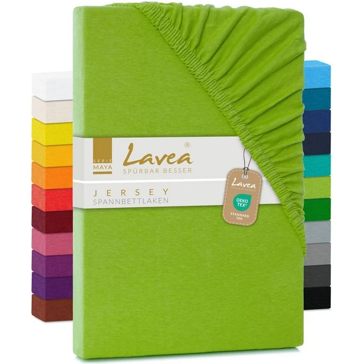 Lavea Spannbettlaken Maya, in Gr. 60x140, 90x200, 120x200, 140x200, 180x200 oder 200x220 cm, 100% Baumwolle, Gummizug: rundum, (1 Stück), Jersey Spannbetttuch für Topper, Boxspring- und Wasserbetten – Bild 1