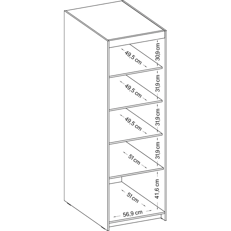 AX LIVING Schlafzimmer Schrank Storicos 1T3S Sonoma Eiche 59,9cm breit – Bild 5
