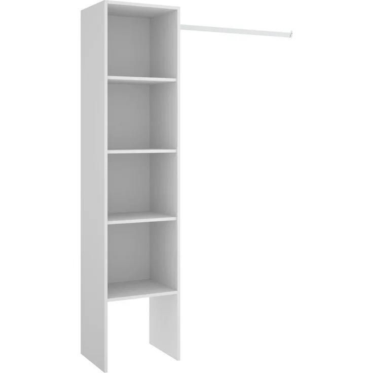 Dmora Großer Kleiderschrank Adler, Struktur für begehbaren Kleiderschrank, offener Kleiderbügel, 138 x 40 x 186 cm, Weiß