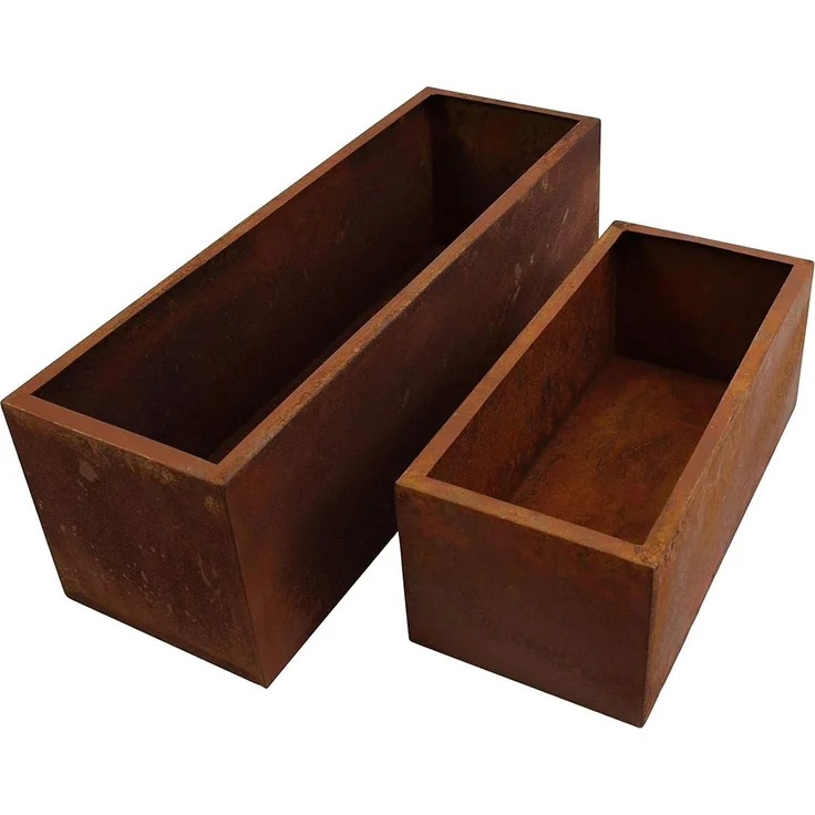 Dekoleidenschaft Blumenkasten aus Metall in Rost Optik, Blumenkasten, Pflanzkübel, Pflanzcontainer (2 St, im Set), aus Metall in Rost Optik, Pflanzkasten eckig, Pflanzkübel, Hochbeet – Bild 5