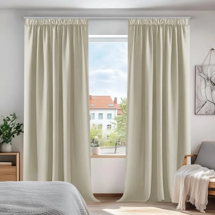 Deconovo Verdunkelungsvorhang Gardinen mit Kräuselband Blickdicht Vorhänge Wohnzimmer 2er Set, Vorhang Verdunkelung Vorhänge Kälteschutz Schlafzimmer Thermovorhang – Bild 1