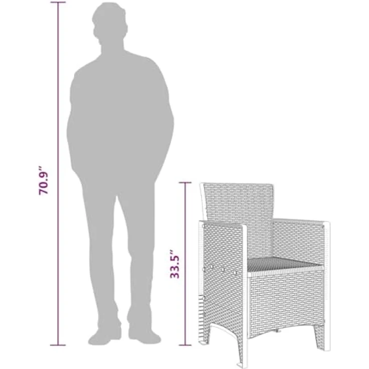 vidaXL Gartenstuhl 4 pcs Anthrazit 53 x 49 x 85 cm Polypropylen 847468 – Bild 4