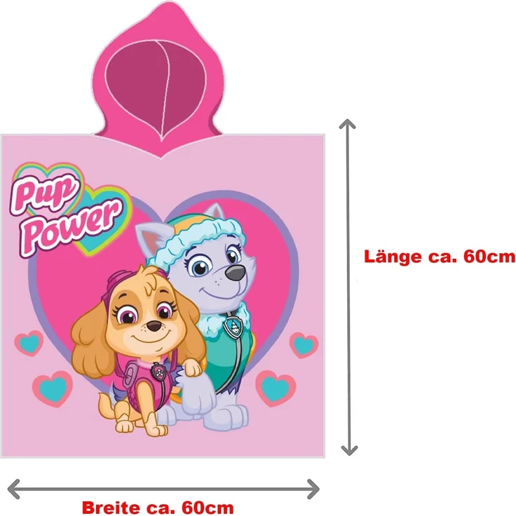 BERONAGE Kapuzenhandtuch Paw Patrol Kinder Kapuzen Bade-Poncho Girl's Rosa 60x120 cm Poncho, 100% Baumwolle (1-St), Frottee in Velours-Qualität – Bild 6