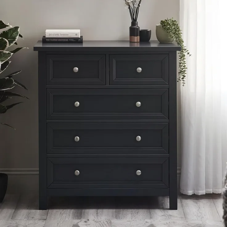 Julian Bowen Maine Kommode mit 3+2 Schubladen, Anthrazit, Holzwerkstoff, Einheitsgröße
