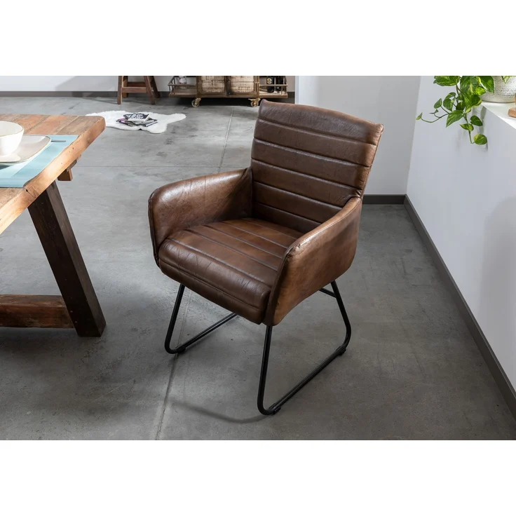 Stuhl Echtleder 62x62x84 dunkelbraun IRON LABEL #06 – Bild 2