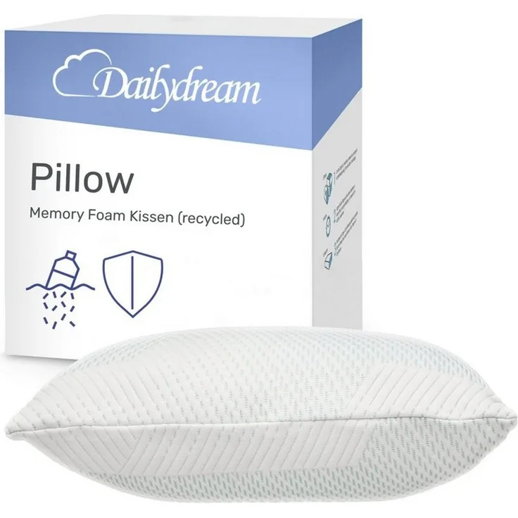 Dailydream Memory Foam Kissen, ergonomisches Nackenstützkissen mit Anti-Virus Bezug, 80x40x20 cm, Weiß