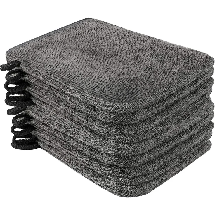 10er Pack Mikrofaser Waschlappen 15x21cm Dunkelgrau Saugfähige Frottee Handtuch – Bild 1