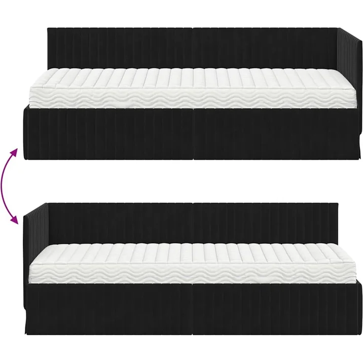 vidaXL Eckbettgestell mit Matratze mit Kopfteil 2 pcs Schwarz Samt 3393803 – Bild 12
