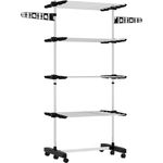 HOMCOM Wäscheständer Trockenständer mit Rollen, Wäscheturm für Indoor, Outdoor, Edelstahl, 142 x 55 x 172 cm, Schwarz