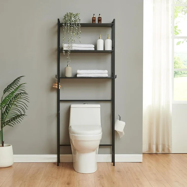 Toilettenregal Ljukhobro 164x64x20 cm Schwarz [en. casa] – Bild 3