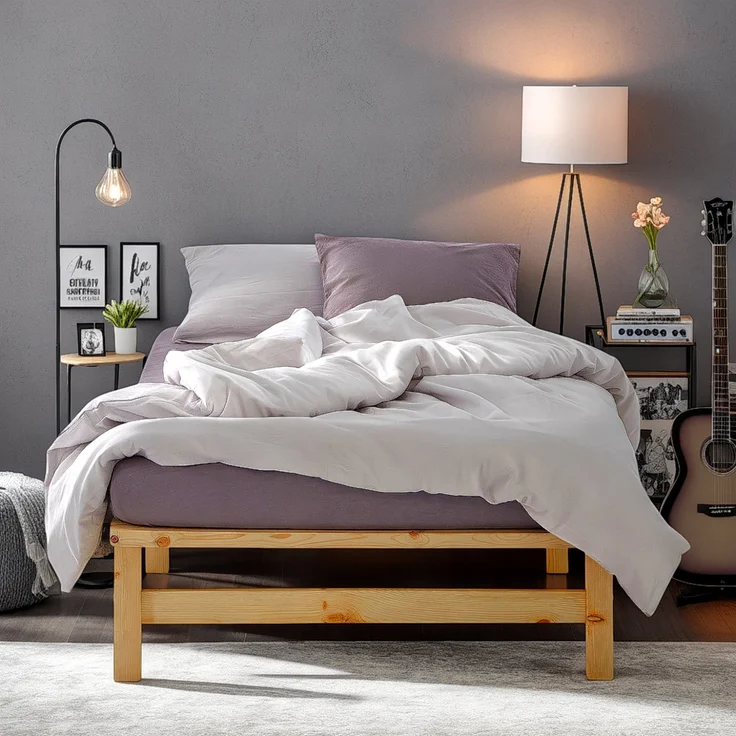 Holzbett Holzbettrahmen Palettenbett Einzelbett 100x200 Bett Massiv Holz Jugendbett Gästebett Futonbett Lattenrost – Bild 10