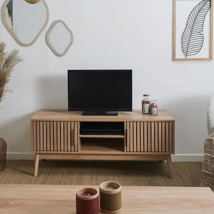 HOME DECO FACTORY, HD0088, Niedriges TV-Gerät, Modell Klaus, Natural Crush Collection, Zeitgenössische Möbel, Möbel, TV-Gerät, 117 x 48 x 40 cm, Braun – Bild 8