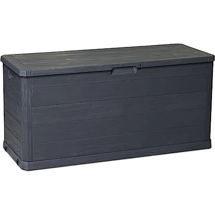 XXXL Kissenbox, Anthrazit, rollbar, UV-beständig, absperrbar, 117x56x45 cm, Kunststoff, Holz, 1 Fächer, 280 Liter