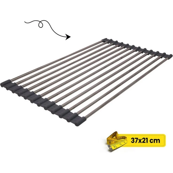 hausleben Topfuntersetzer Faltbar aus Edelstahl, 4-tlg, Hitzebeständige Rolluntersetzer rutschfest - 37 x 21 cm – Bild 3