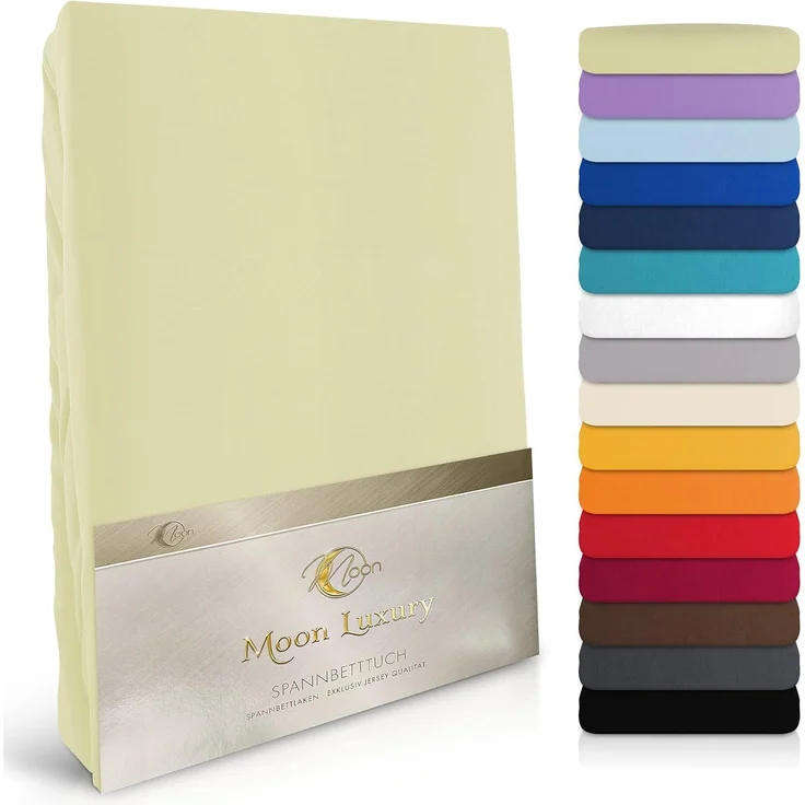 MOON Heimtextilien Spannbettlaken MOON-Luxury Spannbettlaken Jersey Stretch 230g/m², 97% Mako-Baumwolle 3% Elastan