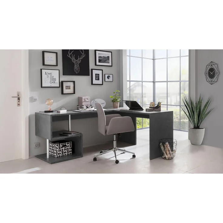 Eckschreibtisch >Esse Angolo< (BxHxT: 180x75x60 cm) in Schiefer
