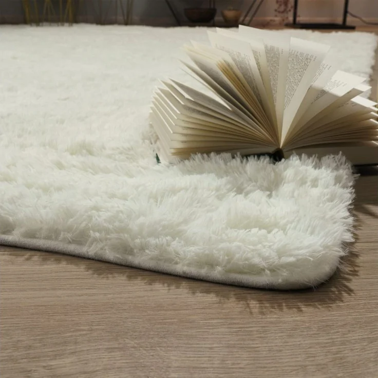 TT Home Teppich Diele, Esszimmer, Flur, Schlafzimmer, Wohnzimmer, Rund, Höhe: 37 mm, Teppich Wohnzimmer Hochflor Langflor Weich Soft Modernes Einfarbiges D – Bild 4