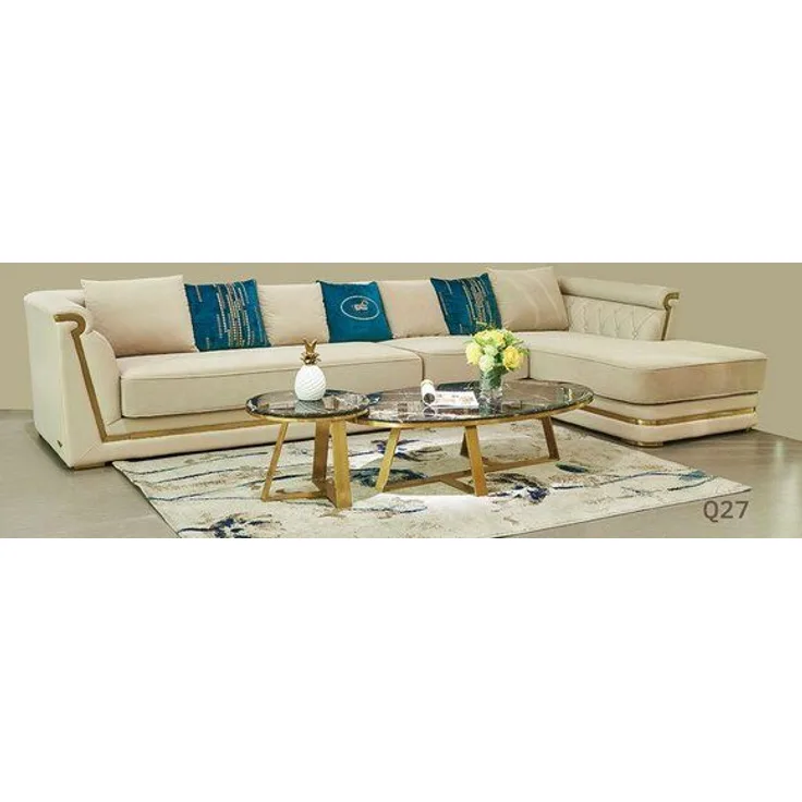 Garnitur Tisch Wohnlandschaft Ecksofa LForm 2x Couchtisch Ecke Leder