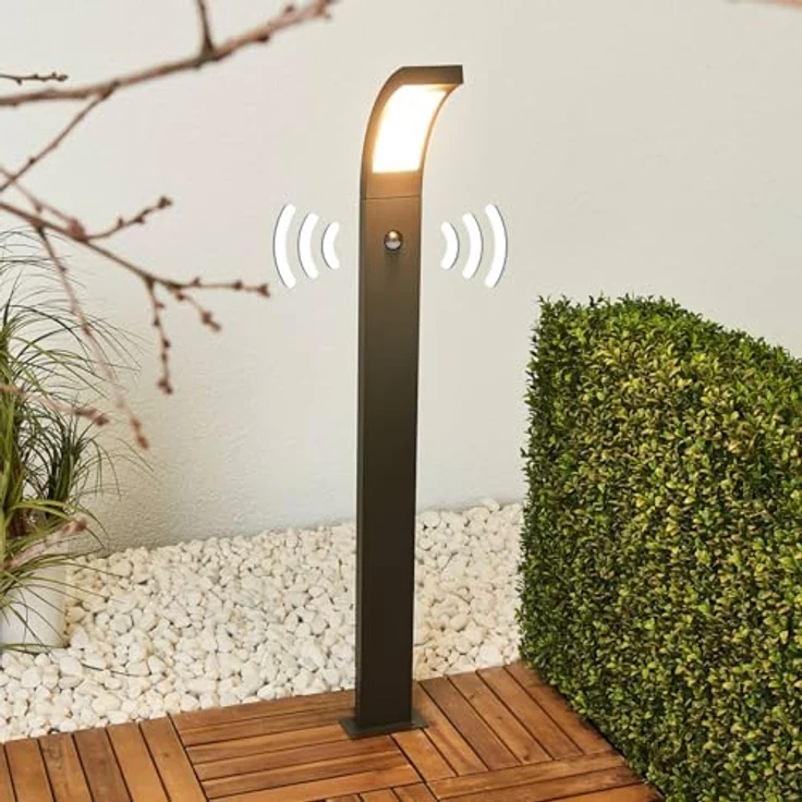 Lucande LED Außenleuchte Juvia, spritzwassergeschützt, Schwarz, mit Bewegungsmelder, 1-flammig, IP54, für Terrasse, Garten und Balkon – Bild 3
