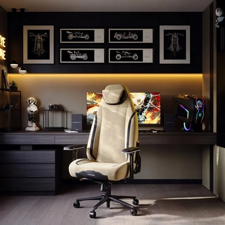 Diablo Ergonomischer Gaming Stuhl Stoff X.Eye Prime Pc Stuhl mit Magnet-Kopfstütze Gaming Sessel Kühlfunktion Gaming Stuhl Ergonomisch Strapazierfähiger Stoff Gaming Chair 140 kg Broken Gold – Bild 3