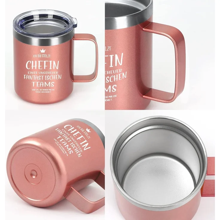 Livole Chefin Geschenk Tasse, 350ml Kaffeebecher, Roségold – Bild 6
