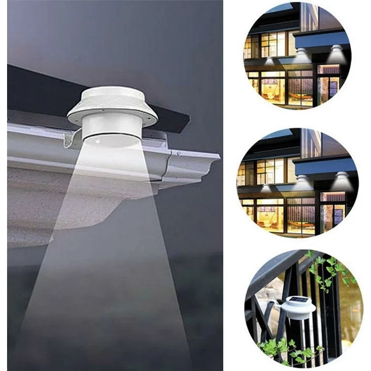 HAC24 LED Dachrinnenleuchte 8x Dachrinnenlampe Dachrinnen Lampe Regenrinne Solarleuchte, LED fest integriert, Kaltweiß, Je 3 LEDs Kaltweiß inkl. Befestigungsmaterial – Bild 2