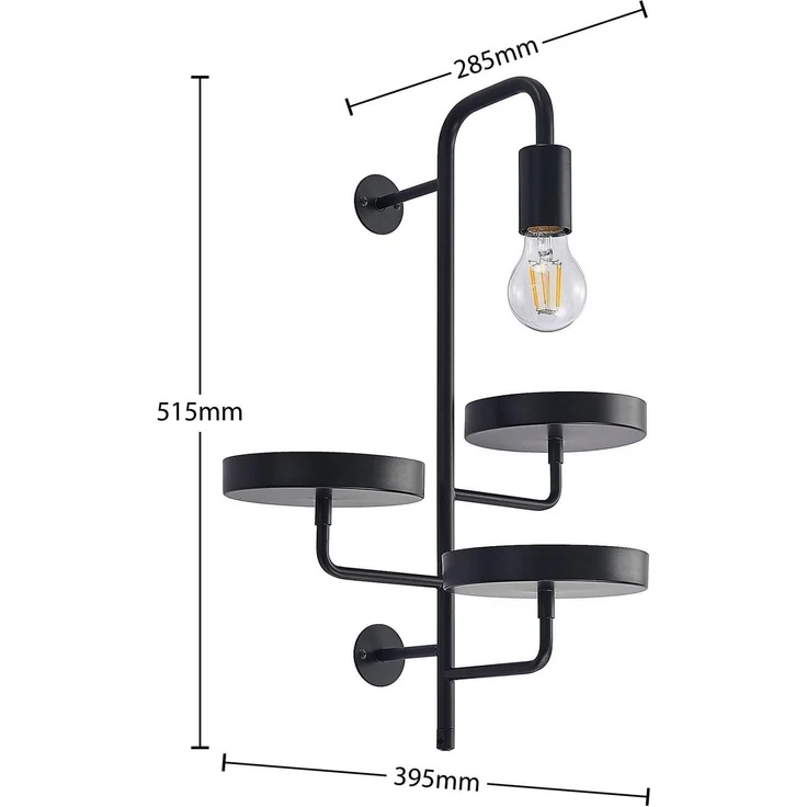 Lindby Wandleuchte Hanjo, Metall, Schwarz IP20, 1 x 60 W – Bild 4