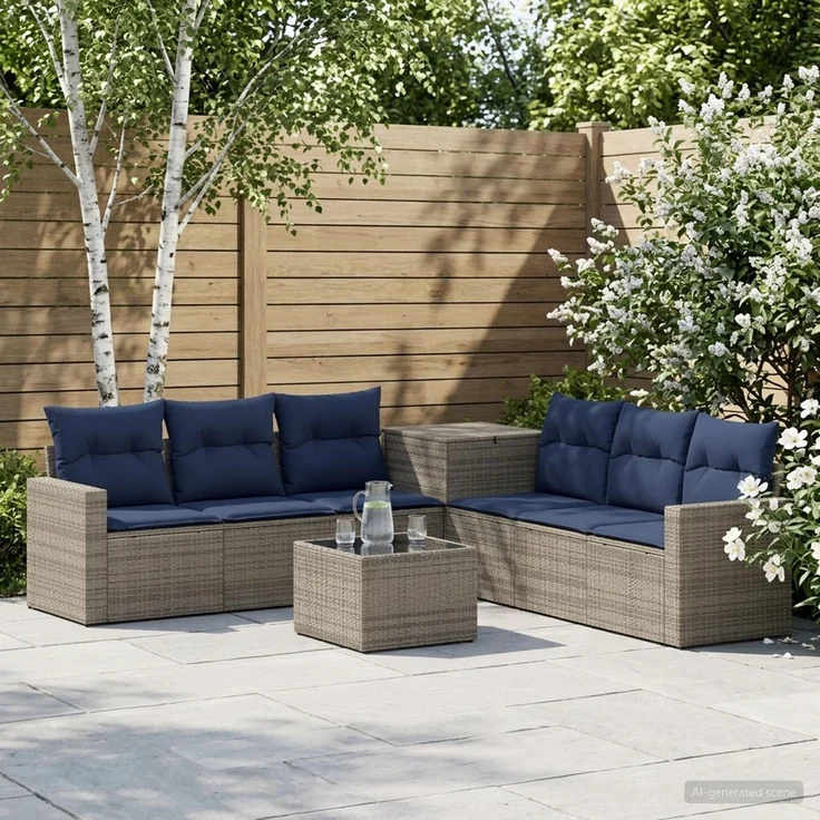 vidaXL Sofa Set 8 stk. Grau und Marineblau 55 x 55 x 37 cm 3448331 – Bild 1